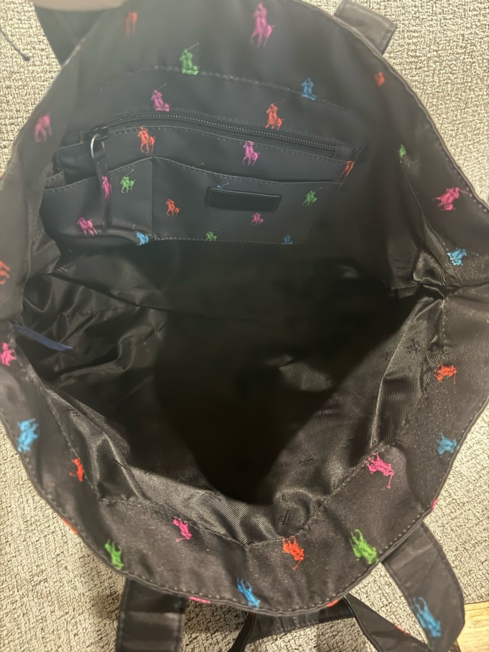 Ralph Lauren Black Tote with Multicolor Polo Player - Picture 4 of 5